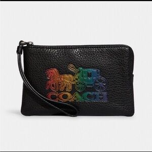 Coach rainbow pride logo zip wallet